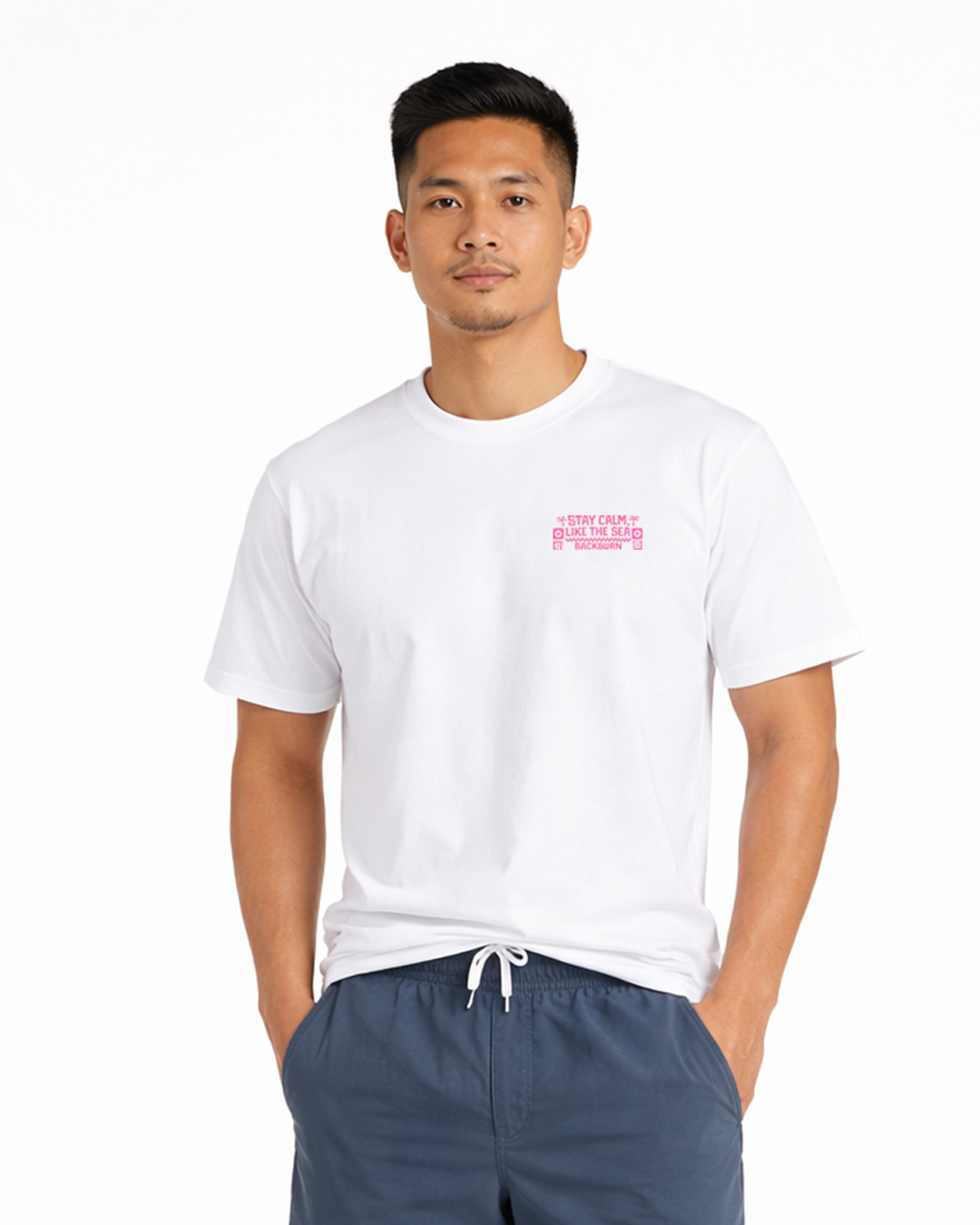 Stay Calm  Men's White Cotton Tees
